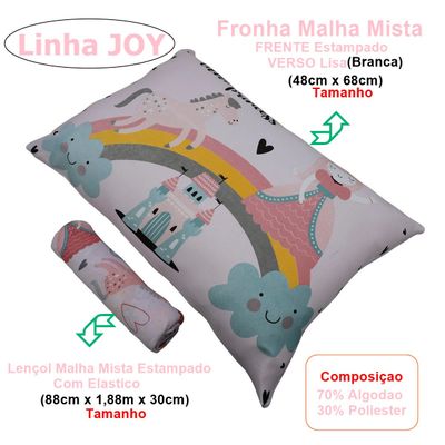 Jogo de Cama Portallar Solteiro Malha Mista Joy Princesas Magicas 2 peças Rosa