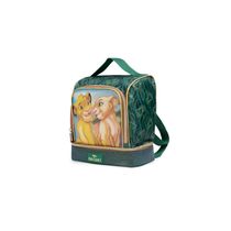 Lancheira Térmica Infantil Masculina Rei Leão Simba e Nala Verde Escuro