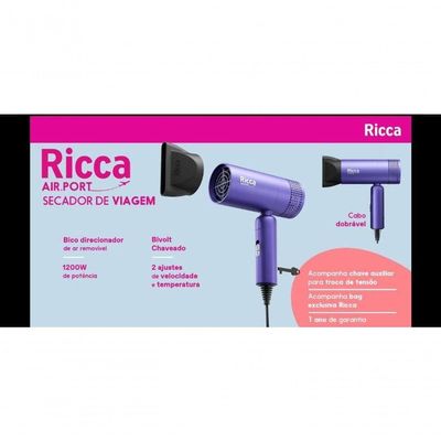 Air.port Secador De Viagem Bivolt Compacto E Dobravel Ricca