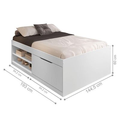Cama De Casal Box Sapateira Moal Branco