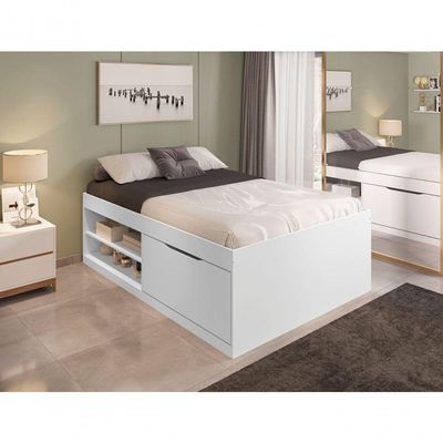 Cama De Casal Box Sapateira Moal Branco