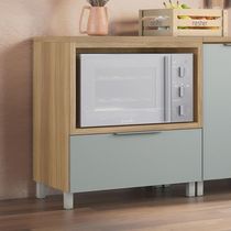 Balcão Forno 1 Gaveta Com Caixa Organizadora 80cm 100% Mdf Marquesa Nature/verde Nesher