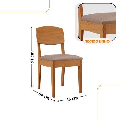 Mesa De Jantar Aspen 180cm Tampo Mdf Vidro 6 Cadeiras Copper Linho Capuccino/nat/off/serig. Off