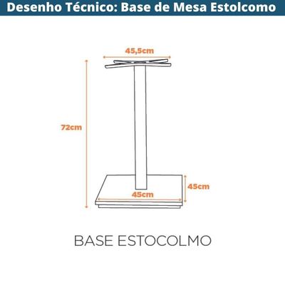 Base De Mesa De Jantar Quadrada Estocolmo Alpha Fratini 72 Cm (altura) Aço Preto Com Base Quadrada