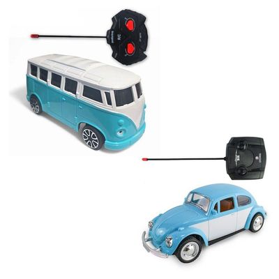 Kit Carrinho De Controle Remoto Fusca E Perua Clássicos Azul