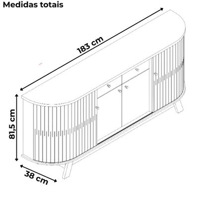 Buffet Aparador 4 Portas 183 Cm Monaco Cumaru Opala Madetec