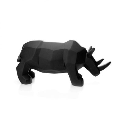 Escultura Rinoceronte Em Resina Preto Mate 15,5x31cm