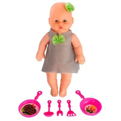 Boneca Faz Comidinha Papinha Babidu Com Panelas E Acessorios