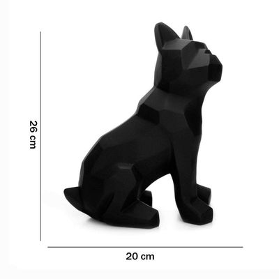 Escultura Cachorro Em Resina Preto 26x20cm