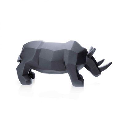 Escultura Rinoceronte Em Resina Cinza 15,5x31cm