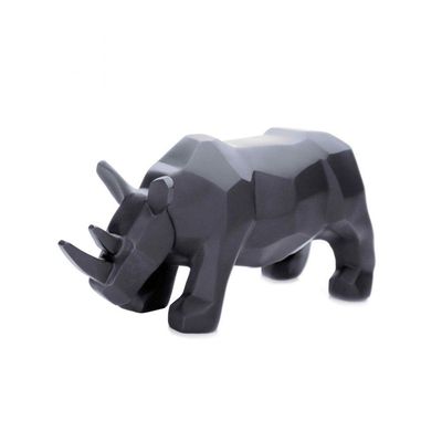 Escultura Rinoceronte Em Resina Cinza 15,5x31cm