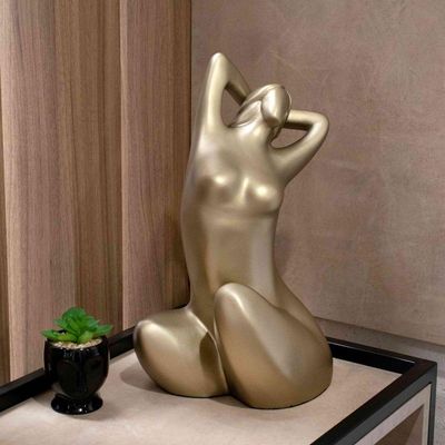 Escultura Eva Em Cerâmica Ouro Velho 39x21x25cm