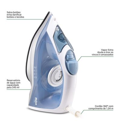 Ferro a Vapor Philco 245ml PFV40 Base Antiaderente 220V