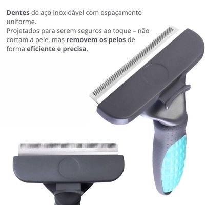 Pente Escova Removedora De Pelos Pets Cães E Gatos Cabo Ergonômico