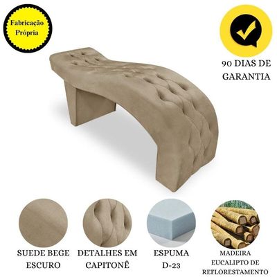 Maca Estofada Capitonê Clínica Salão Estética Suede Eduarda Bege Escuro