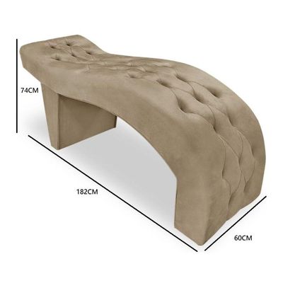Maca Estofada Capitonê Clínica Salão Estética Suede Eduarda Bege Escuro