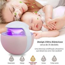 Umidificador De Ar Ultrassônico Night Elf Rosa 450ml C. De Essência 2,5ml Aromatizador Esp Rosa