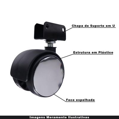 Kit 9 Rodízios Para Móveis Com Chapa U Sem Trava