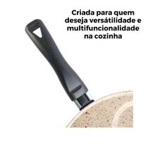 Frigideira Multifuncional Com Divisórias Antiaderente E Design Bege Stone 4 Em 1 Premium