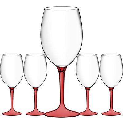 Jogo 5 Taças Acrílico Eventos Festa Boccati 560ml Boccati vermelho
