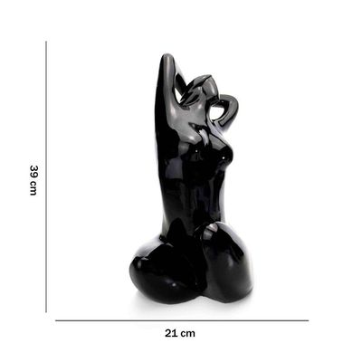 Escultura Eva Em Cerâmica Preto 39x21x25cm