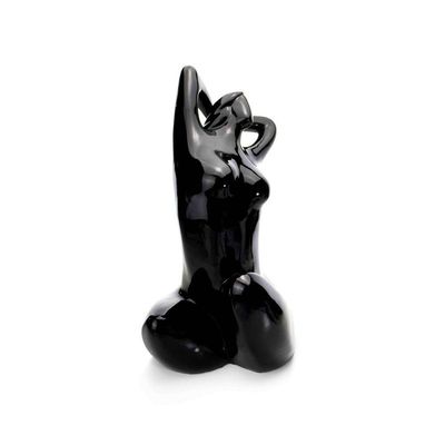 Escultura Eva Em Cerâmica Preto 39x21x25cm
