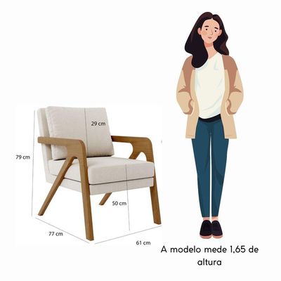 Kit 2 Poltrona Decorativa Moderna Para Sala Escritório Siena Bouclé Bege