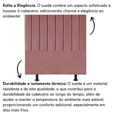 Cabeceira Estofada Cama Box Solteiro 100 Cm Alice Suede Rosê