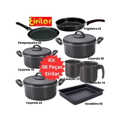 Jogo Conjunto De Panelas 8 Peças Eirilar Teflon Linha Especi