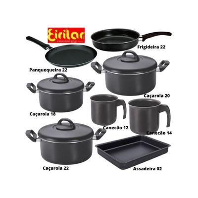 Jogo Conjunto De Panelas 8 Peças Eirilar Teflon Linha Especi