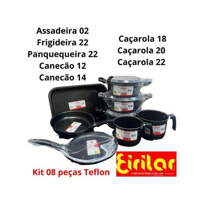 Jogo Conjunto De Panelas 8 Peças Eirilar Teflon Linha Especi