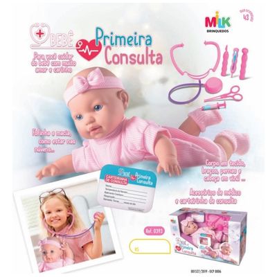 Boneca Bebê Primeira Consulta C/ Acessórios Médicos Milk 393