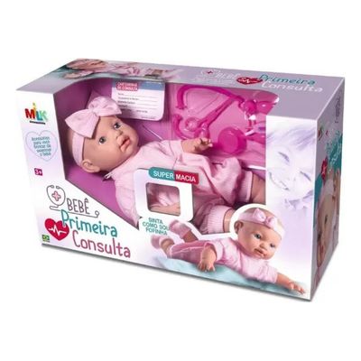 Boneca Bebê Primeira Consulta C/ Acessórios Médicos Milk 393