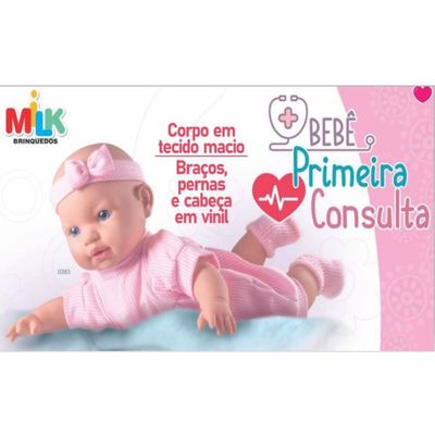 Boneca Bebê Primeira Consulta C/ Acessórios Médicos Milk 393