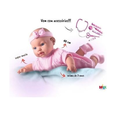 Boneca Bebê Primeira Consulta C/ Acessórios Médicos Milk 393