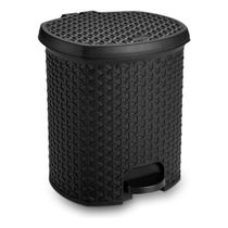 Lixeira Pedal Rattan 6 Lts Cozinha Banheiro Escritorio Preto