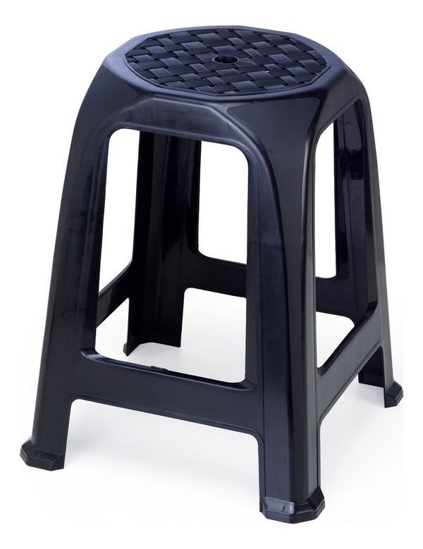 Banco Banqueta Plástico Preto Plasnorthon 46 Cm Cor Preta