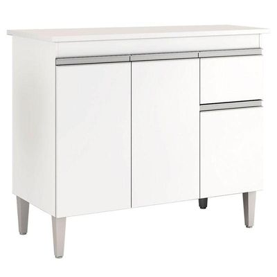Balcão De Cozinha Tatiane Com Tampo 100cm Branco Brilho - Ajl