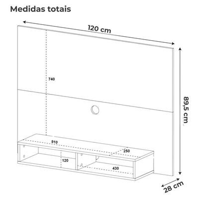 Painel Suspenso Para Tv 50 Pol 120 Cm Pinho Arly Pinho