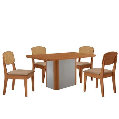 Mesa De Jantar Isadora 120cm Tampo Mdf Laminado Turim 07/naturale /off White