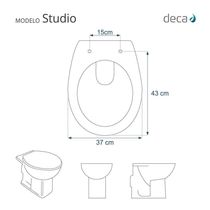 Assento Sanitário Soft Close Studio ébano (preto) Para Vaso Deca