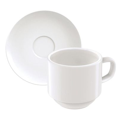 Conjunto com 6 Xícaras e Pires para Café Tramontina Paola em Porcelana Branca - 100 ml