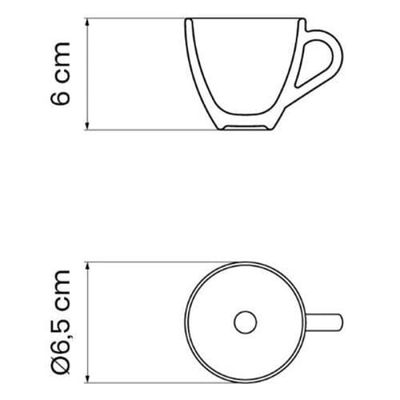 Conjunto com 6 Xícaras e Pires para Expresso Tramontina Paola em Porcelana Branca - 95 ml