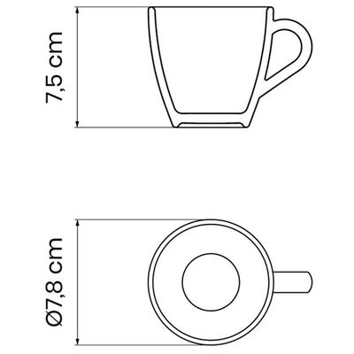 Conjunto com 6 Xícaras e Pires para Capuccino Tramontina Paola em Porcelana Branca - 200 ml