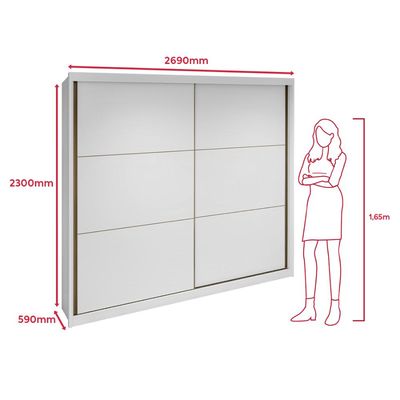Guarda Roupa Easy Max 2 Portas S Espelhos E Pés Branco Lopas