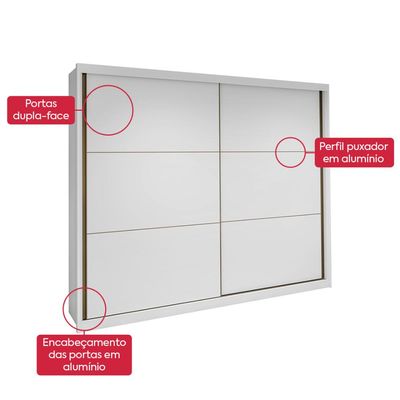 Guarda Roupa Easy Max 2 Portas S Espelhos E Pés Branco Lopas
