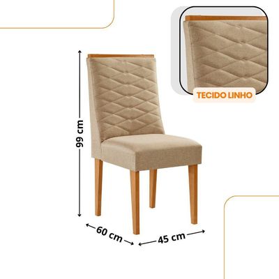 Mesa De Jantar Copper 120cm Tampo Mdf 4 Cadeiras Moderna Turim 07/naturalle/naturalle