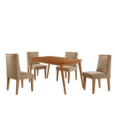 Mesa De Jantar Copper 120cm Tampo Mdf 4 Cadeiras Moderna Turim 07/naturalle/naturalle