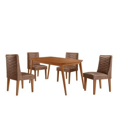 Mesa De Jantar Copper 120cm Tampo Mdf 4 Cadeiras Moderna Tork/naturale/naturale