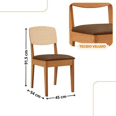 Mesa De Jantar Copper 180cm Tampo Mdf Vidro 6 Cadeiras Veludo Marrom/off/nat/serig Off